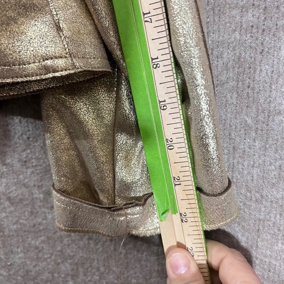 Cato Metallic Moto Jacket Women L Gold Faux Leather Shimmer Glam Biker Rocker - Picture 7 of 8